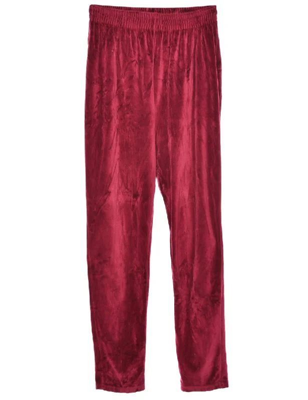 Daily Deals Velvet Fabric Maroon Trousers - W28 L33