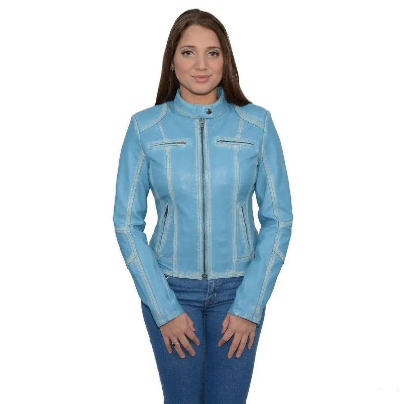 Hurry Up Milwaukee Leather SFL2830 Women's Aqua Scuba Style Sheepskin Fashion Leather Jacket