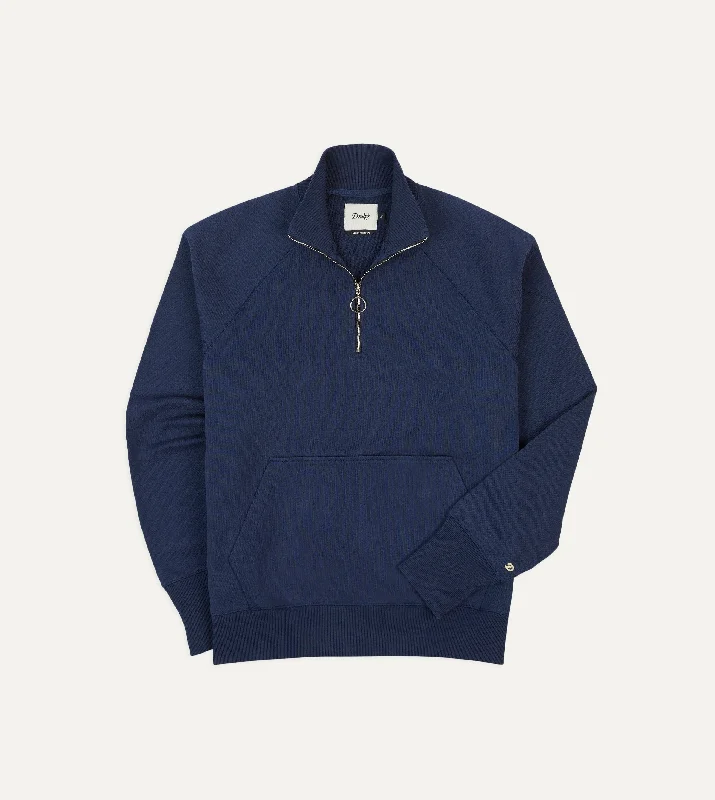 Make Your Weekend Count with Savings Navy Cotton Quarter Zip Sweatshirt