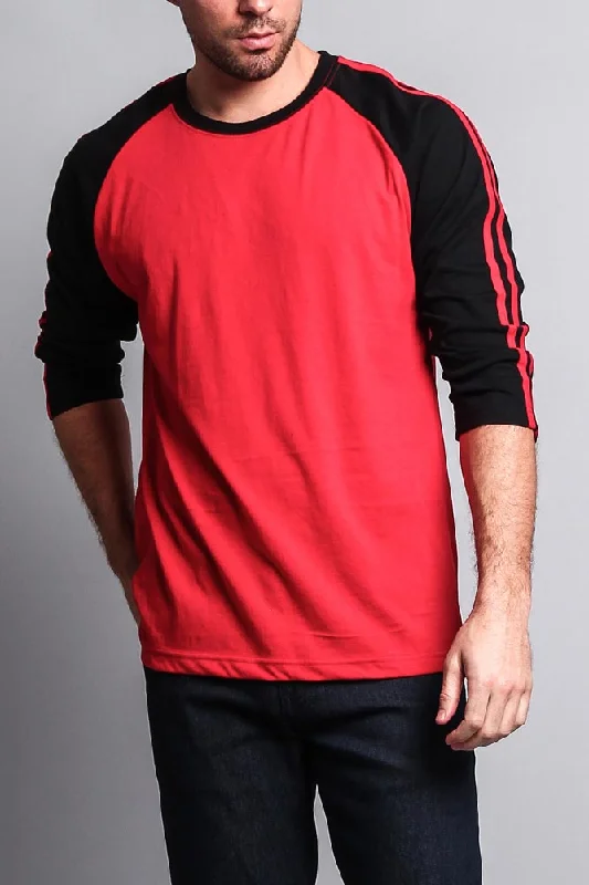Take Advantage Men's Baseball T Shirt with Stripes