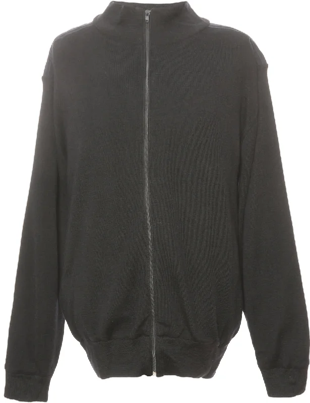 Final Clearance Zip Front Black Cardigan - XL