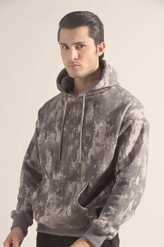 Big Discounts Printed Pullover Hoodie - Grey
