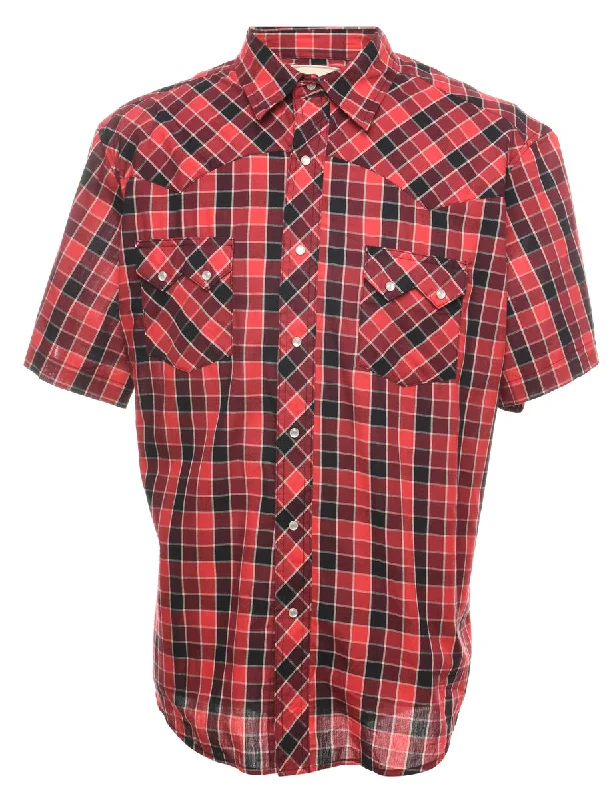 Exclusive Preview Wrangler Checked Black & Red Short Sleeve Western Shirt - XL