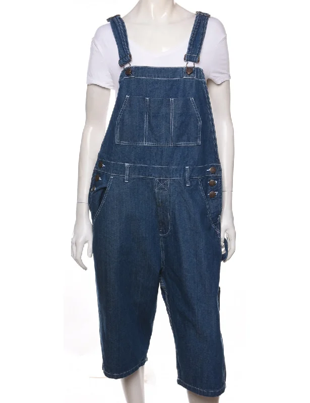 Act Fast Uskees Dark Wash Cropped Dungarees - W36 L14