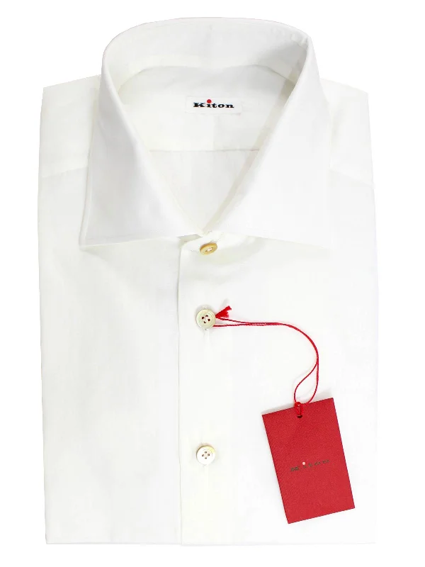 Exclusive Savings Kiton Dress Shirt White Spread Collar 43 - 17