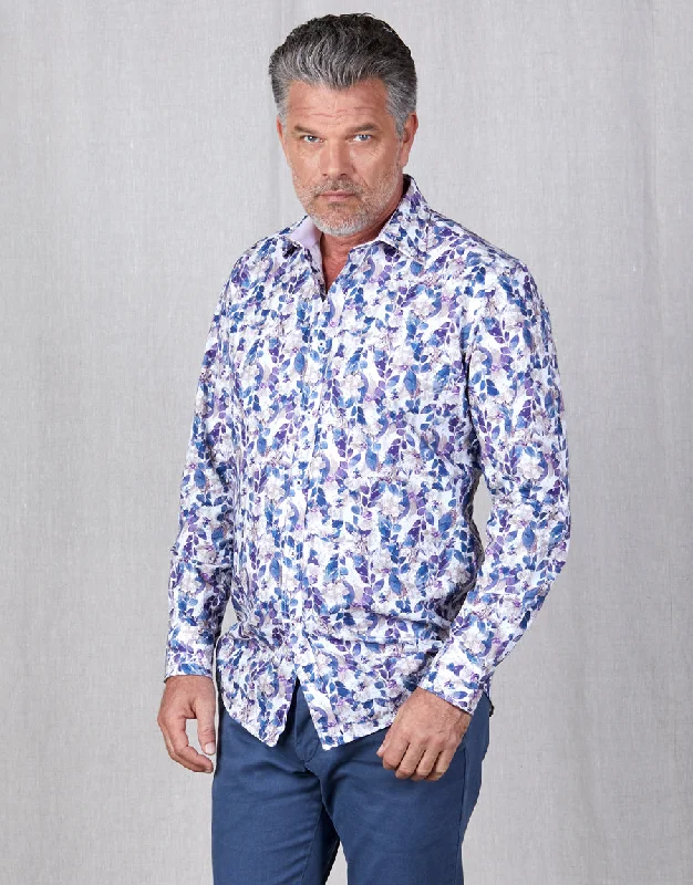 Weekend Bargains to Enjoy Barbican Purple & Navy Floral Shirt