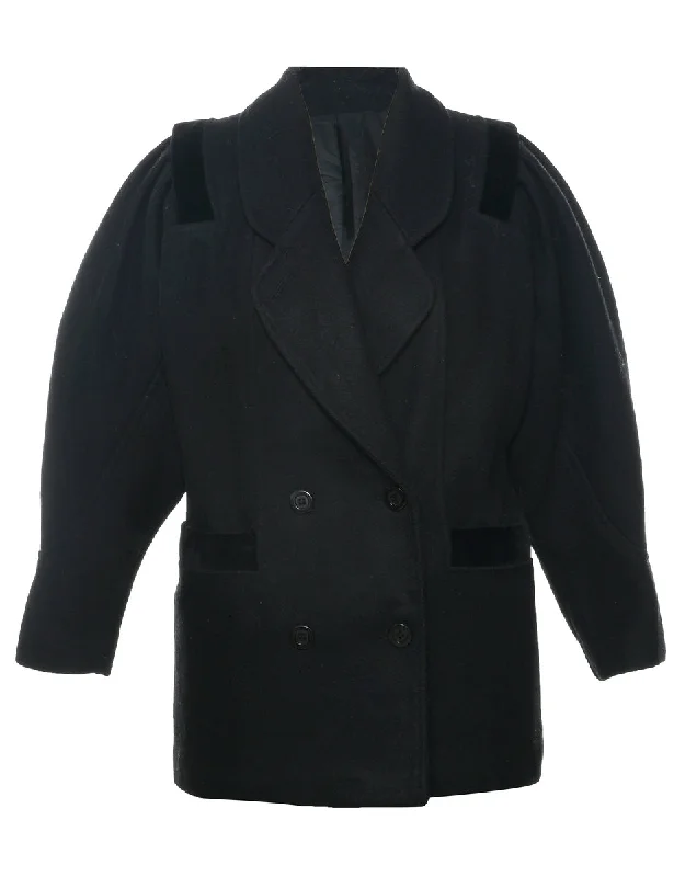 Discount Mania Velvet Trim Wool Coat - M