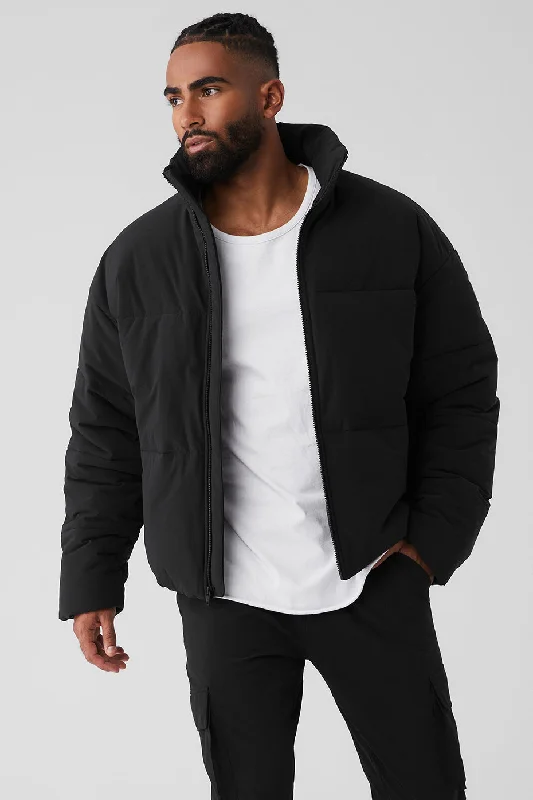 Value Deals Stretch Woven Street Puffer - Black