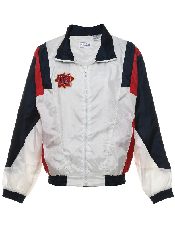 Crazy Deal White, Red & Navy U.S.A Design Nylon Jacket - S