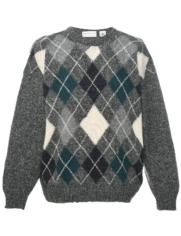 Make Your Weekend Count with Savings Wool Argyle Jumper - L