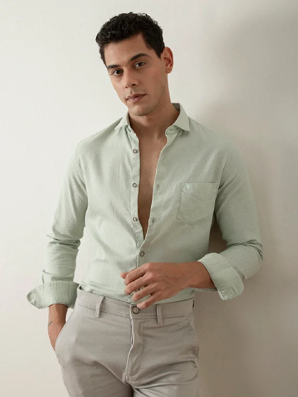 Mega Sale Green Plain Cotton Shirt