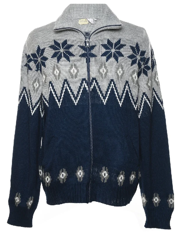 Weekend Wonders Await! Zip Front Nordic Cardigan - L