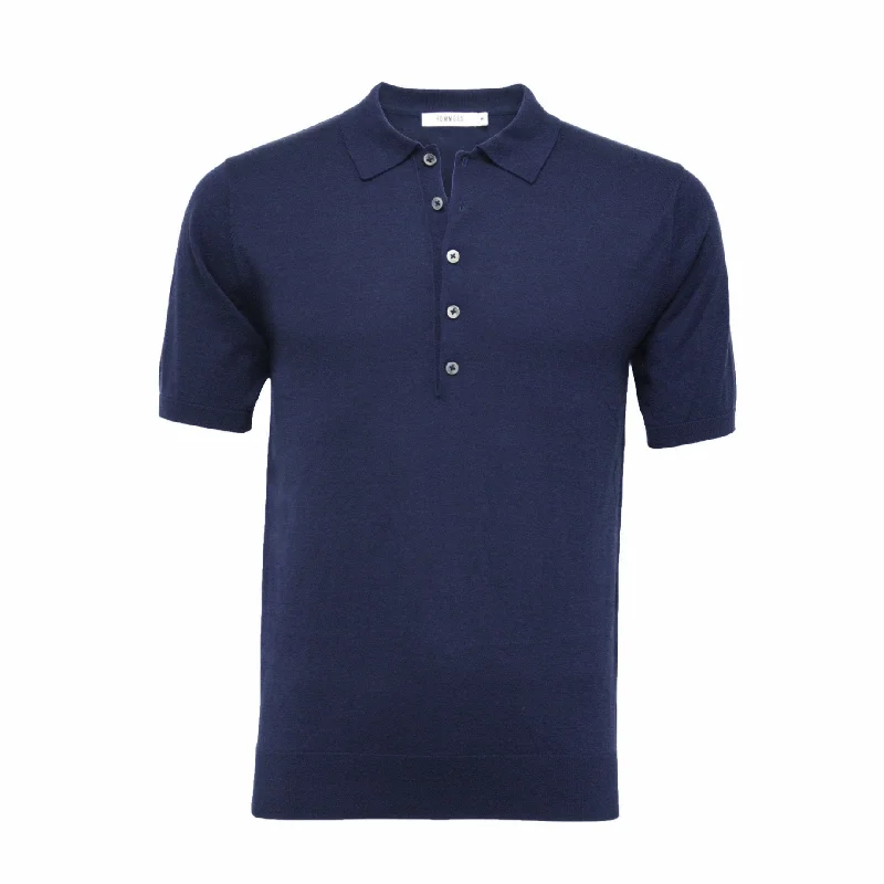Friends and Family Sale Silk Polo Shirt 5 Buttons Navy St Barths
