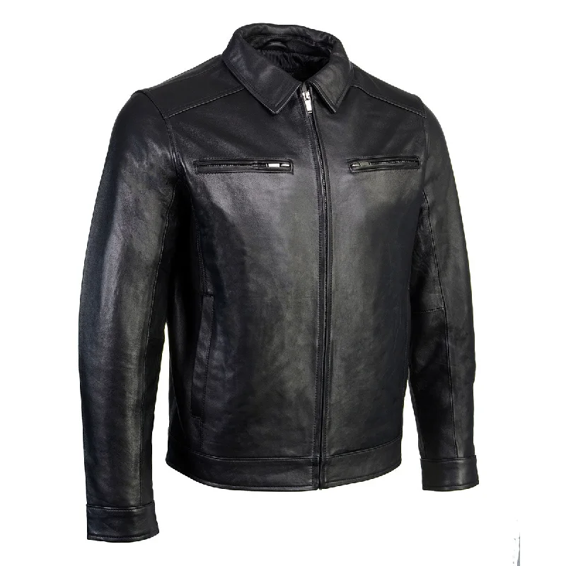 Extra Discounts Boston Harbour 1.0 Men's Black New Zealand Lamb Leather Fashion Car Coat Jacket SFM1899