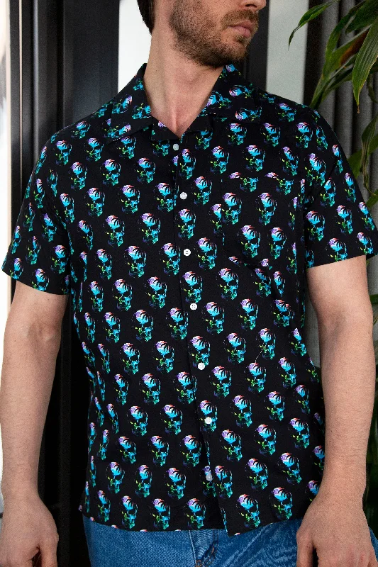 Crazy Deal Men's black skull motif shirt