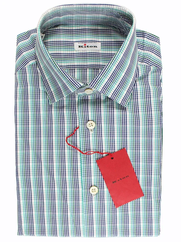 Weekend Offers That Excite Kiton Short Sleeve Shirt White Turquoise Green Navy Check 38 - 15 BLACK FRIDAY SALE Weekend Offers That Excite Kiton Short Sleeve Shirt White Turquoise Green Navy Check 38 - 15 BLACK FRIDAY SALE