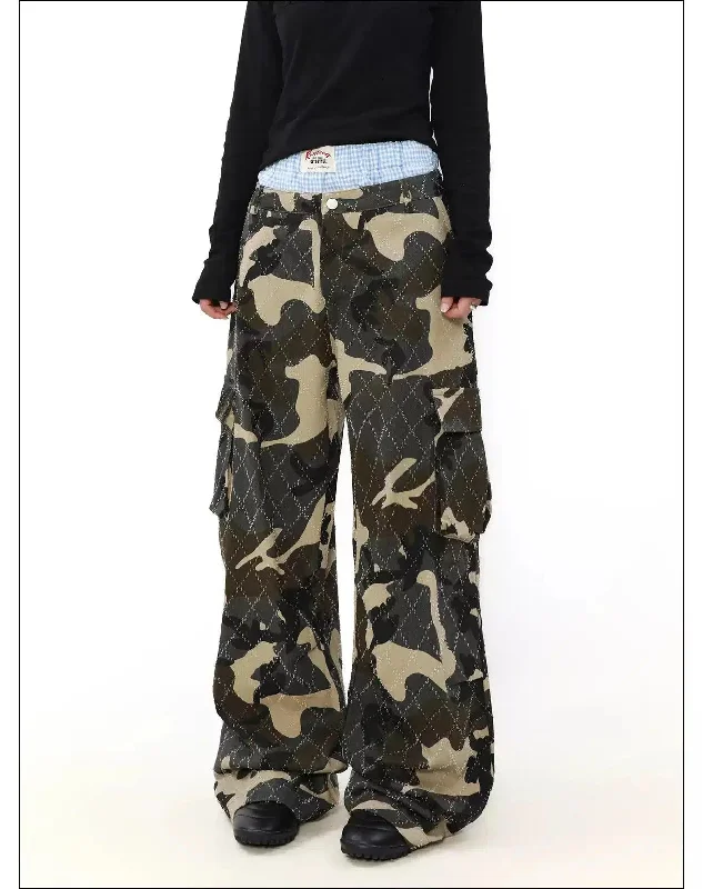 Online Specials Double-Waist Wide Camo Cargo Pants