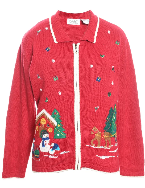 Midnight Madness Winter Scene Design Christmas Cardigan - M