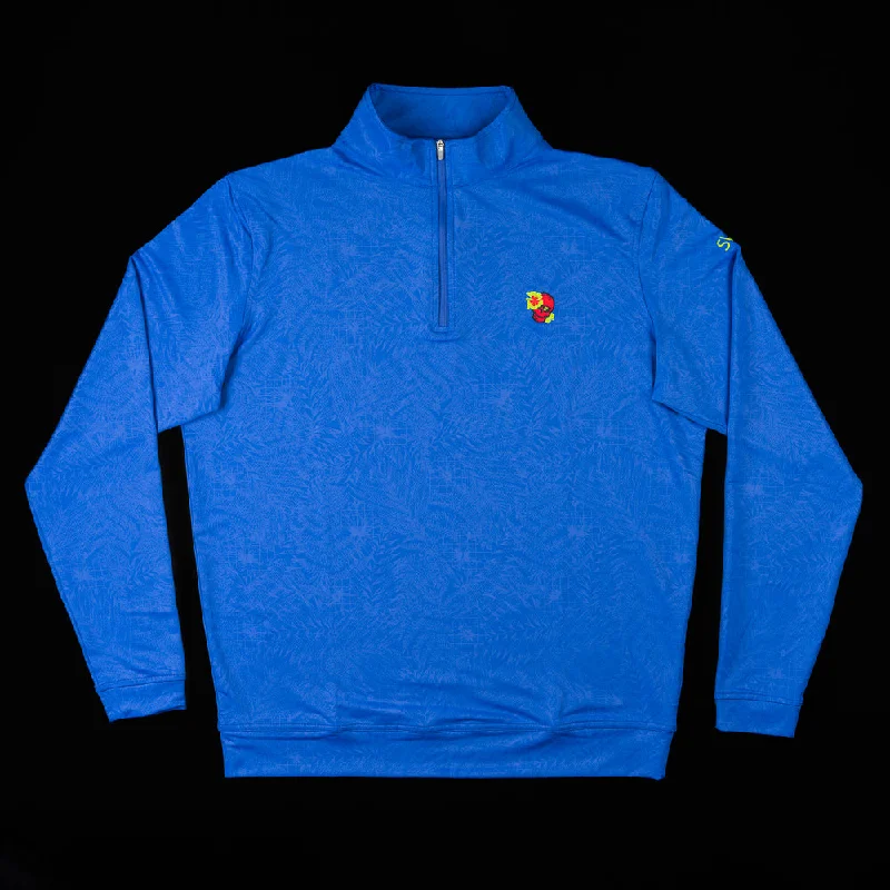 Lowest Price Blue Hibiscus Skull 1/4 Zip Pullover