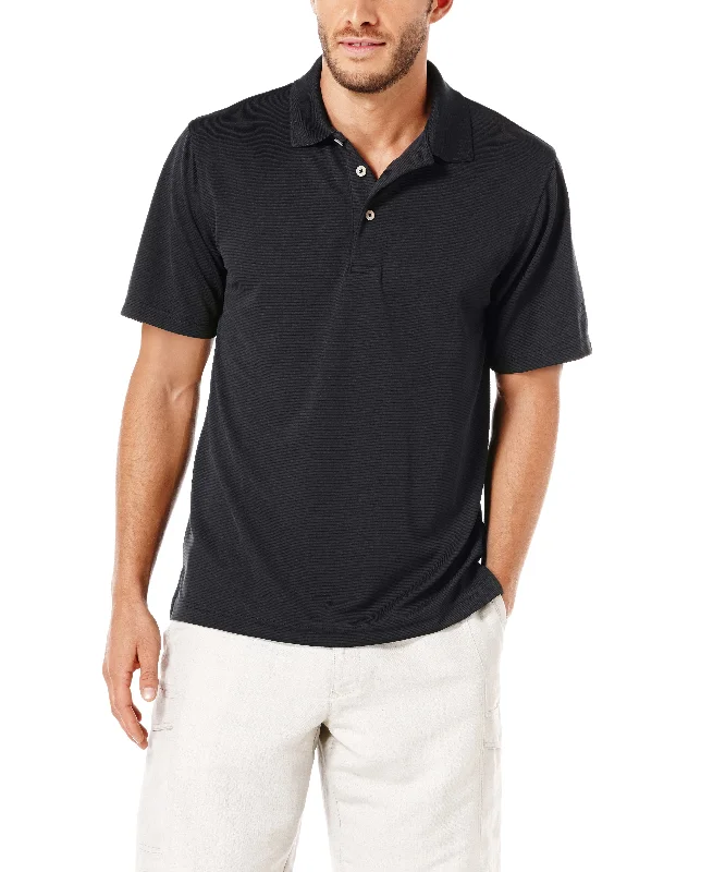 Shop and Save Cubavera Mens 3 Button Polo Mesh Short Sleeve Shirt - CDSK0166-BLACK