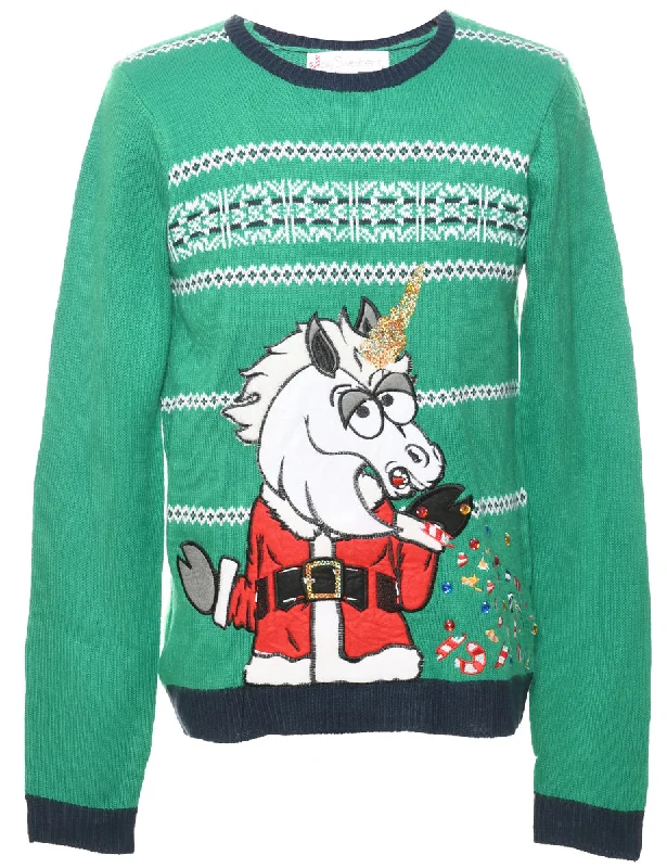 Weekend Discounts to Delight Unicorn Christmas Jumper - M