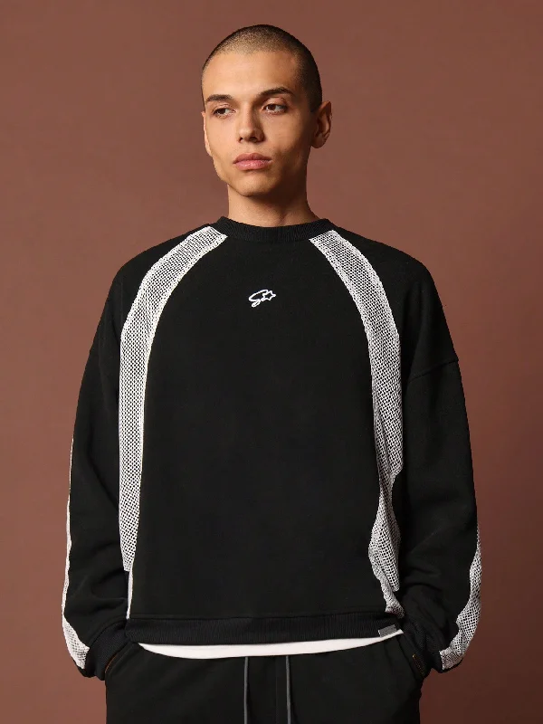 Unbeatable Prices Regular Fit Contrast Mesh Crew Neck Sweatshirt With Embroidery