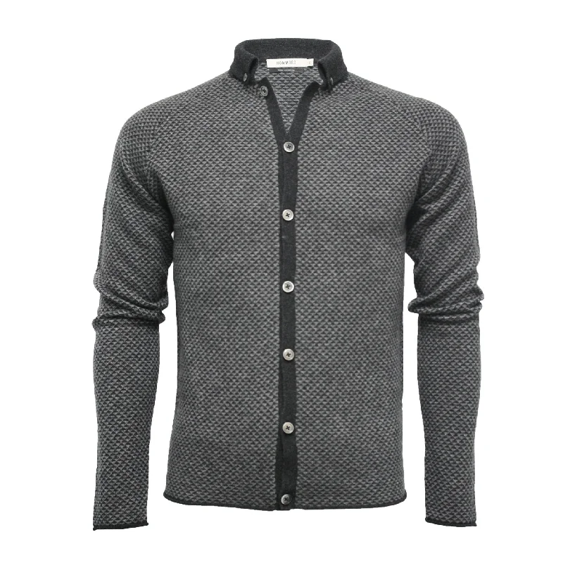 Act Now Cashmere Diamond Stitch Knitted Shirt