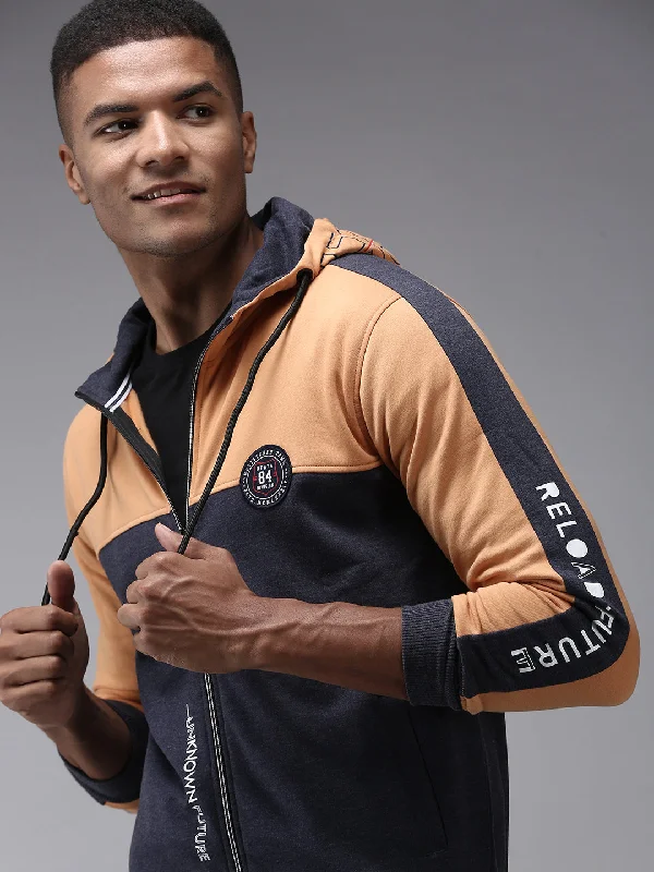 Weekend Specials to Delight Men Beige Colourblock Sweatshirt