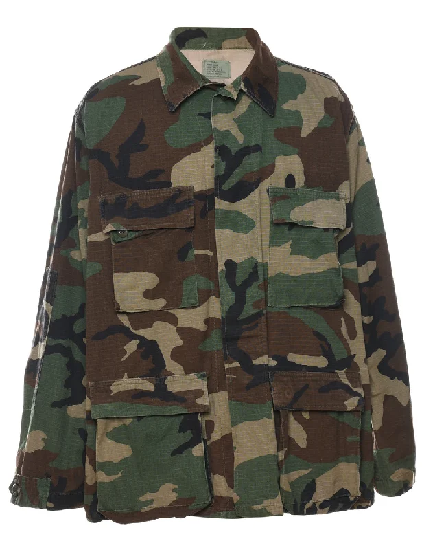Time-Limited Offer Woodland Camouflage Print U.S Army Military Jacket - M