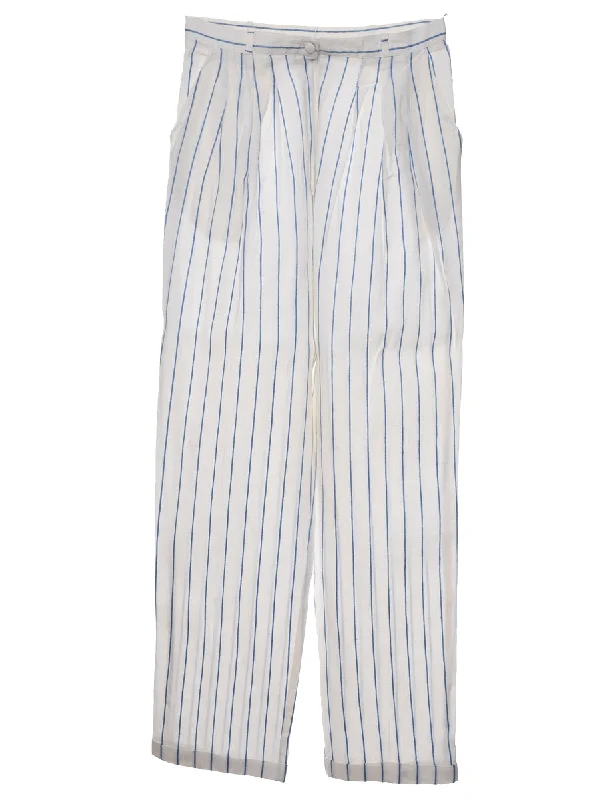 Best Seller White Striped Trousers - W26 L30