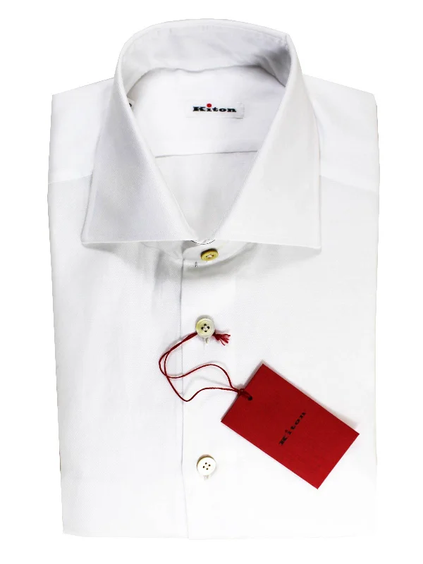 Big Discounts Kiton Shirt White Sartorial Dress Shirt 40 - 15 3/4 SALE