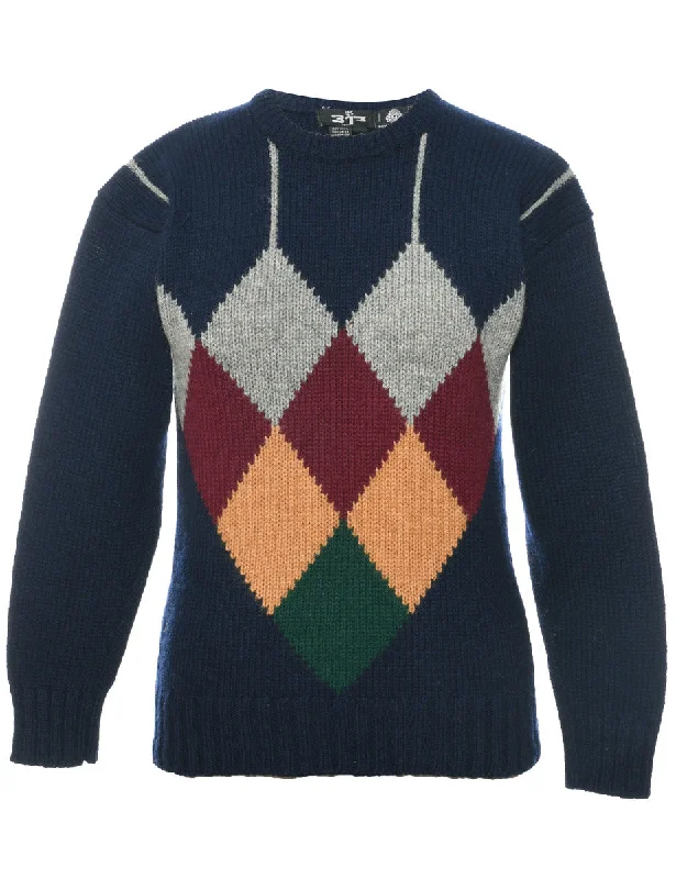 Weekend Savings Fiesta Wool Geometric Pattern Jumper - M
