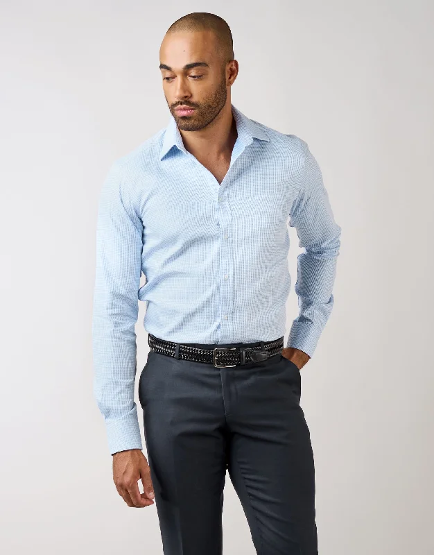 Midnight Sale London Light Blue Microdesign Business Shirt