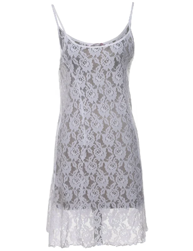 The Best Deal White Sheer Effect Lace Slip - S