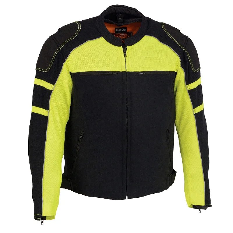Discount Deals Milwaukee Leather MPM1791 Men's Black and Neon Green Armored Textile Motorcycle Riding Jacket Discount Deals Milwaukee Leather MPM1791 Men's Black and Neon Green Armored Textile Motorcycle Riding Jacket