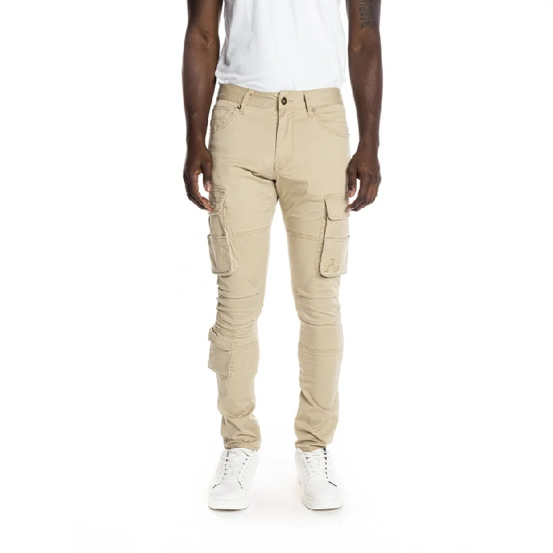 Buy More, Save More Slim Tapered Multipocket Cargo Twill Pants - Khaki