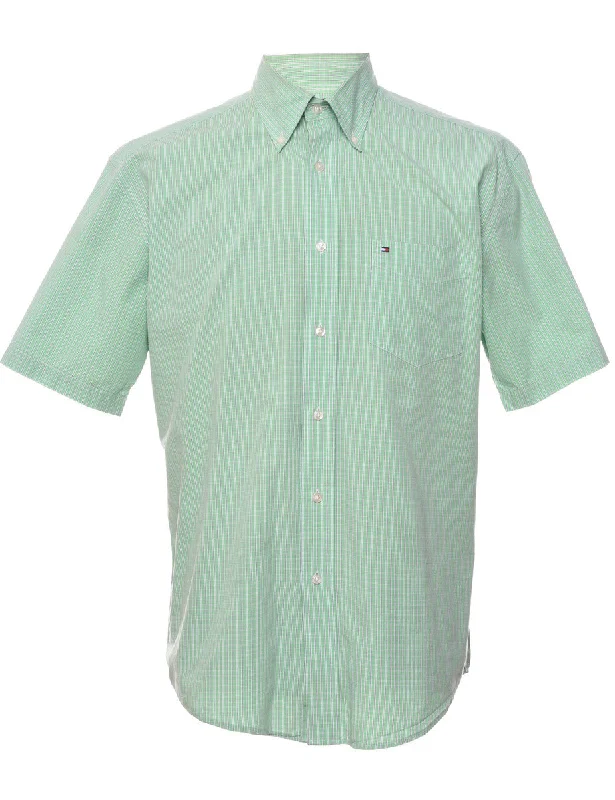 Mega Sale Tommy Hilfiger Green & White Short Sleeve Checked Shirt - M