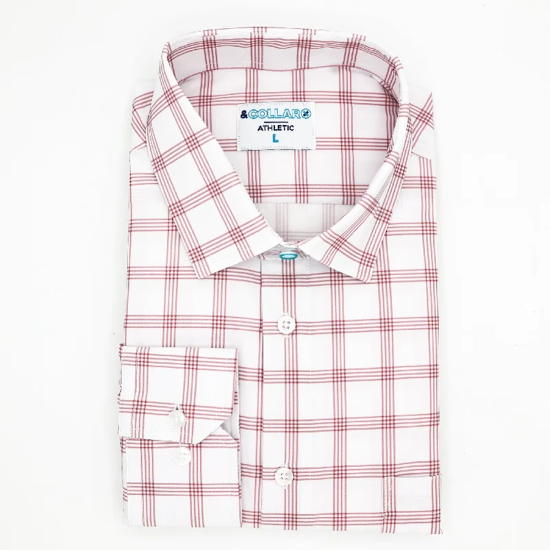 Lowest Price Range Shirt - White w/ Mauve Windowpane