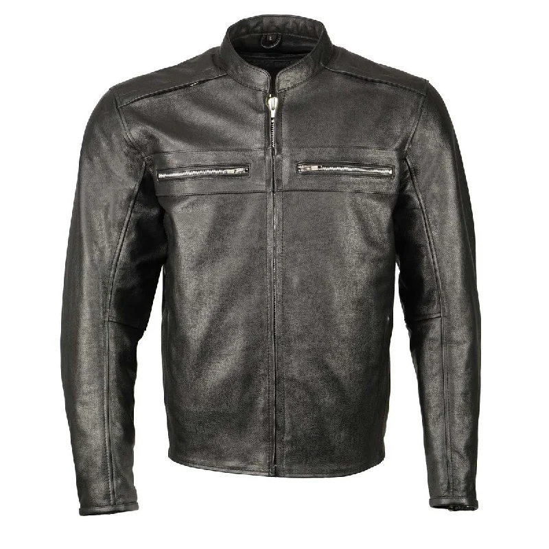 Value Deals M Boss Motorcycle Apparel BOS11509 Men's Black Armored Leather Cafe Racer Jacket Value Deals M Boss Motorcycle Apparel BOS11509 Men's Black Armored Leather Cafe Racer Jacket