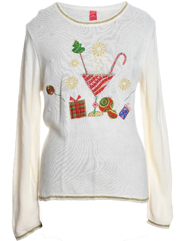Hurry Up White Christmas Jumper - L
