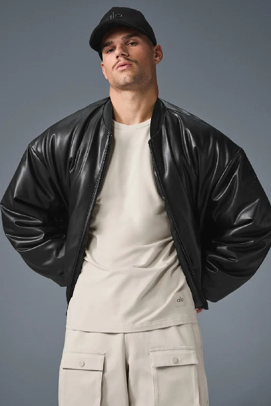 Lowest Price Faux Leather Premier Bomber - Black