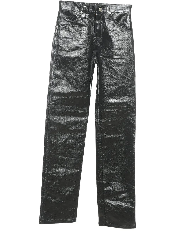 Grand Opening Sale Wrangler Black Faux Leather Trousers - W26 L33