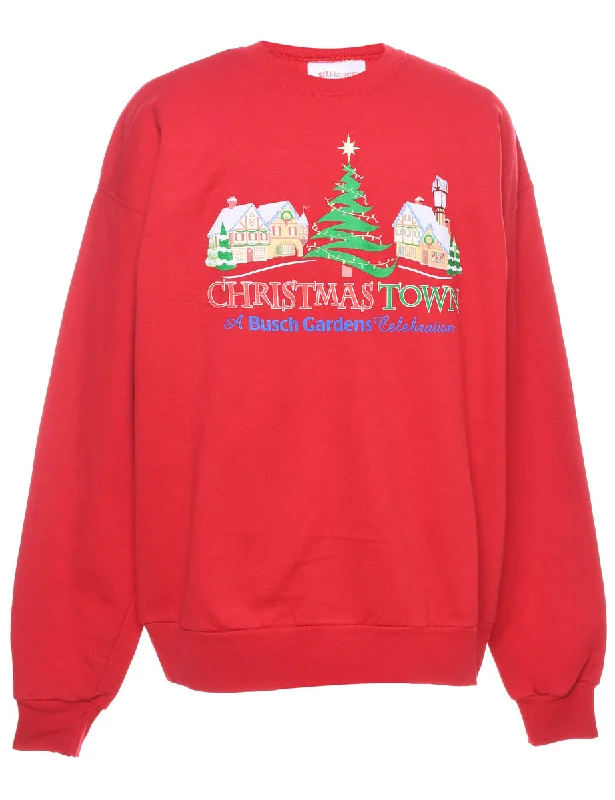 New Deal Winter Scene Design Christmas Sweatshirt - L