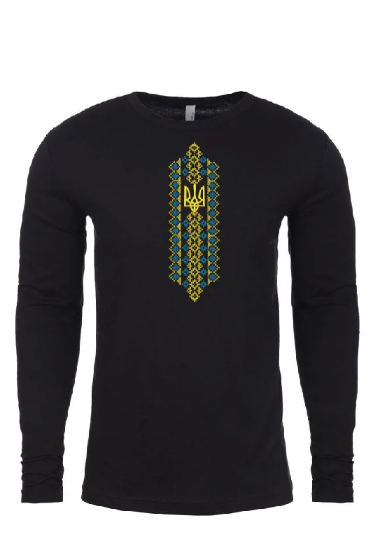 Overstock Adult long sleeve embroidered shirt "Tryzub & cross stitch"