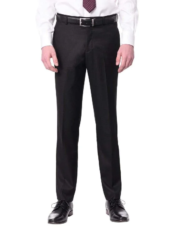 Stock Clearance Raphael Men's Washable Flat Front Slim Fit Black Dress Pants