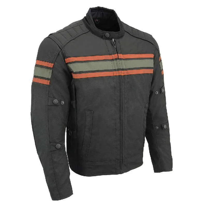 Savings Event Milwaukee Leather MPM1751 Burnt Orange Leather and Textile Armored Motorcycle Jacket for Men - All Season