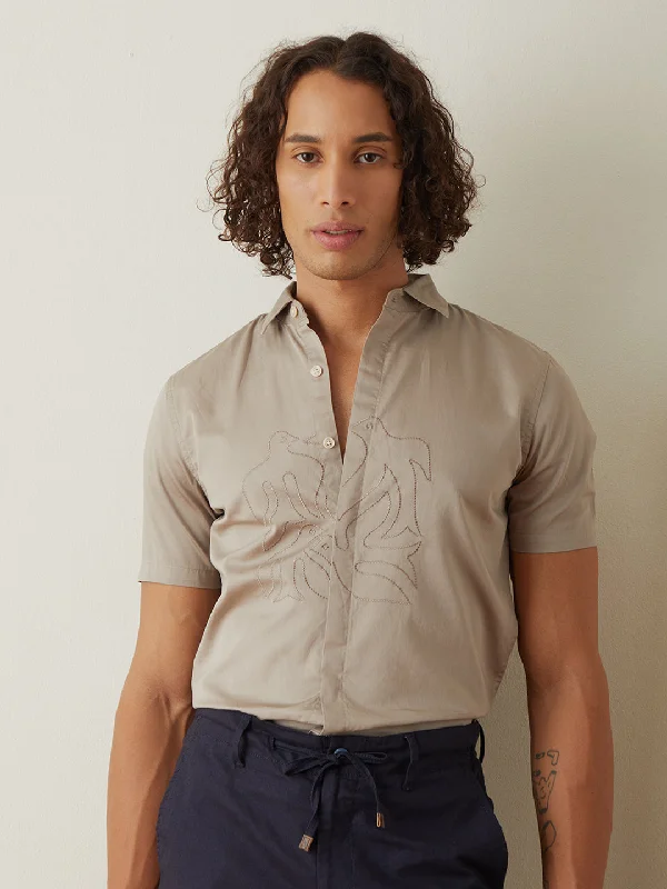 Best Deals Brown Plain Half Sleeve Casual Shirt