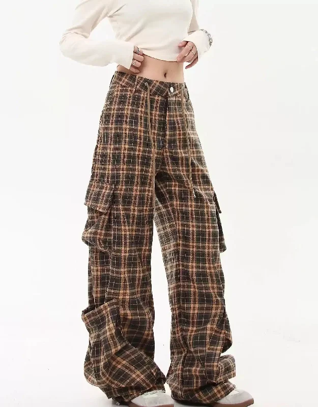 Can't Resist Oversized Pocket Plaid Cargo Pants