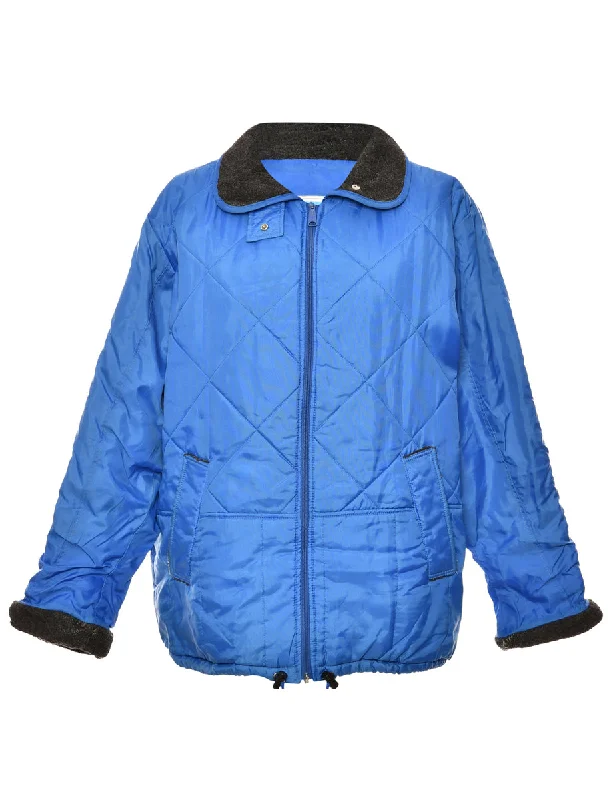 Hot Buy Zip Front Blue Quilted Ski Jacket - L