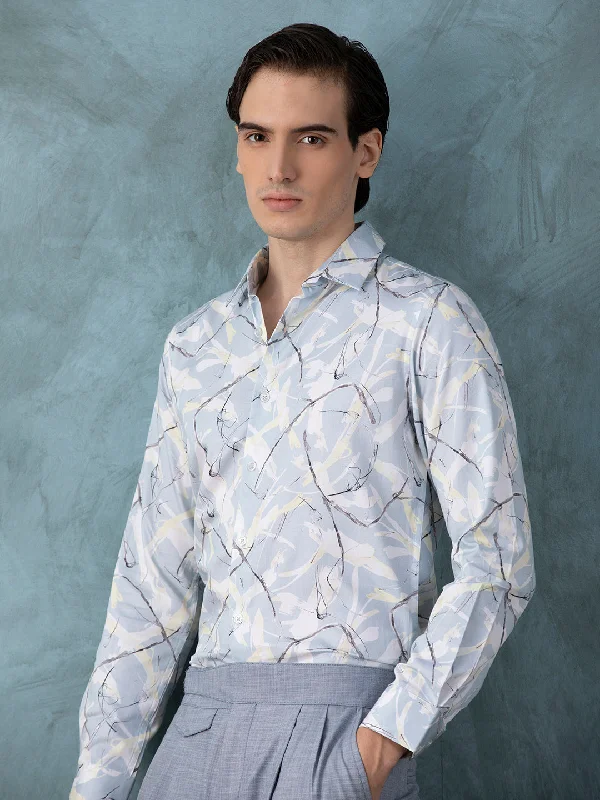 YEAR-End Clearance Sky Blue Printed Shirt